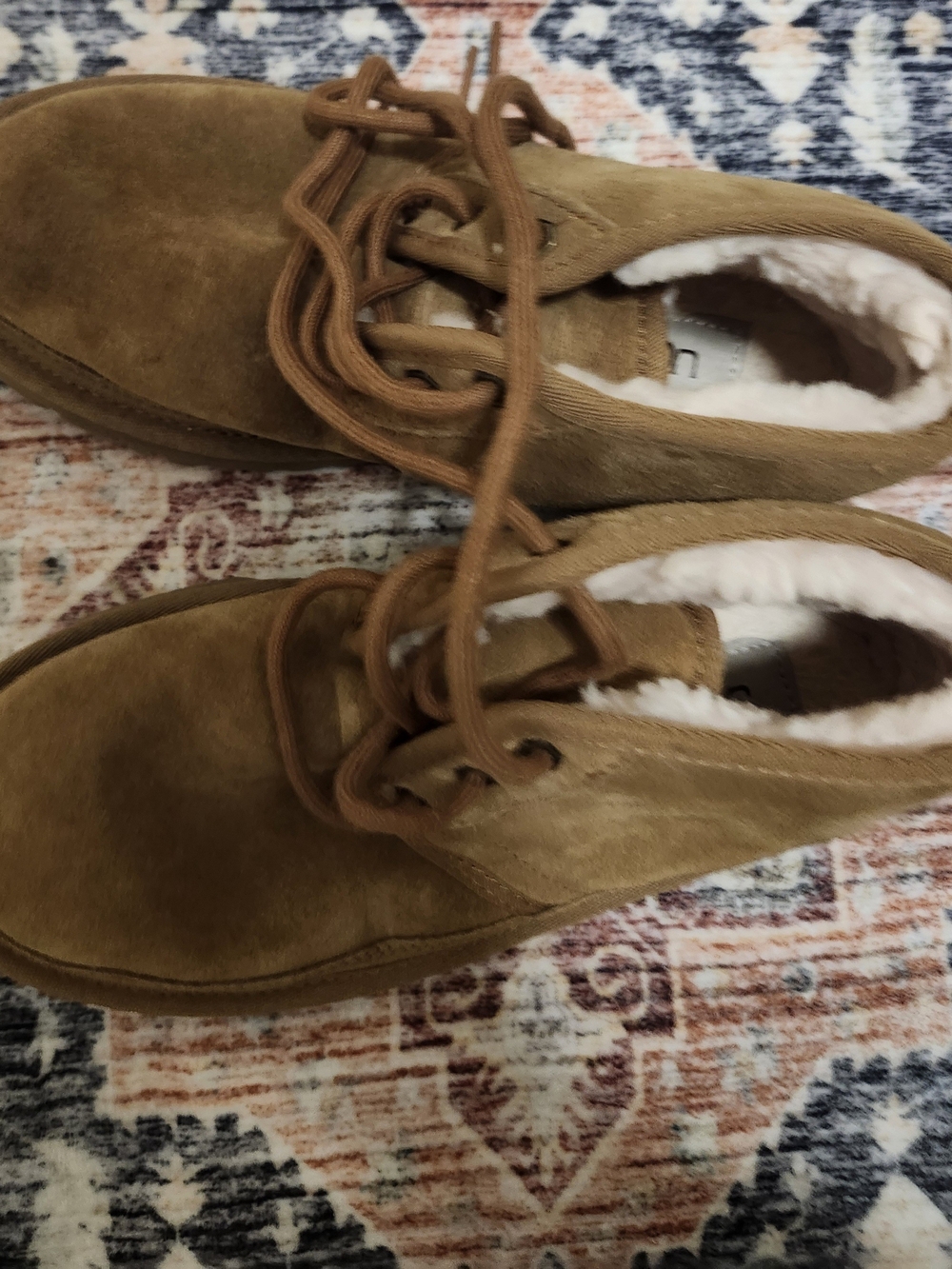 UGG Women's Chestnut Suede Lace-Up Ankle Booties with Shearling Cozycore